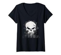 Damen Marvel Studios Spider-Man: Brand New Day Punisher Skull NYC T-Shirt mit V-Ausschnitt