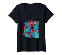 Damen Marvel Studios Spider-Man: Brand New Day Super Villain Trio T-Shirt mit V-Ausschnitt