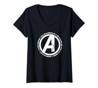 Damen Marvel Super Heroes Avengers Fearless Legendary A-Logo T-Shirt mit V-Ausschnitt