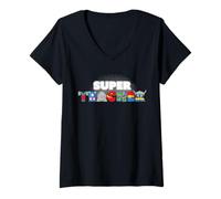 Damen Marvel Super Heroes Avengers Super Teacher Back to School T-Shirt mit V-Ausschnitt