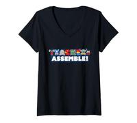 Damen Marvel Super Heroes Avengers Teachers Assemble! Teacher Team T-Shirt mit V-Ausschnitt