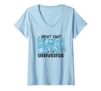 Damen Marvel Super Heroes Best Dad in The Universe Father's Day T-Shirt mit V-Ausschnitt