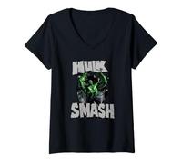 Damen Marvel Super Heroes Hulk Smash Avengers Quote T-Shirt mit V-Ausschnitt