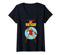 Damen Marvel Super Heroes Iron Man My Invincible 20th Birthday T-Shirt mit V-Ausschnitt