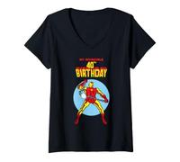 Damen Marvel Super Heroes Iron Man My Invincible 40th Birthday T-Shirt mit V-Ausschnitt