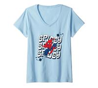 Damen Marvel Super Heroes Spider-Man Spidey Groovy Wavy Name T-Shirt mit V-Ausschnitt