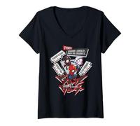 Damen Marvel Super Heroes Spider-Man Trio SD Heroes Chibi Japan T-Shirt mit V-Ausschnitt