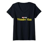 Damen Marvel Television Wonder Man Official Disney+ Series Logo T-Shirt mit V-Ausschnitt