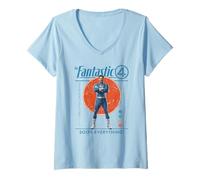 Damen Marvel The Fantastic Four: First Steps Reed Solve Everything T-Shirt mit V-Ausschnitt