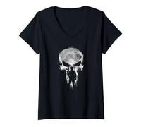 Damen Marvel The Punisher: One Last Kill Skull and Silhouette T-Shirt mit V-Ausschnitt