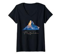 Damen Matterhorn Zermatt Schweiz Berg Wandern Skifahren Souvenir T-Shirt mit V-Ausschnitt
