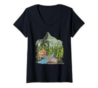 Damen Matterhorn Zermatt Schweiz T-Shirt mit V-Ausschnitt