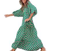 Damen-Maxikleid mit Blumenstickerei, Laternenärmel, quadratischer Ausschnitt, gestuftes, fließendes Frühlingskleid