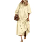 Damen Maxikleid Sommer Elegant Rüschen Kleider Damen Sommer Lang Dreiviertel Ärmel Sommerkleider Leicht Und Luftig Maxi Sommerkleid Frauen Leicht A Linie Kleid Volant Stran Maxikleider Locker