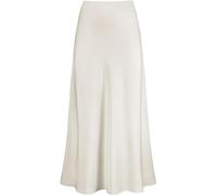 Damen-Maxirock aus Satin, elastisch, hohe Taille, A-Linie, einfarbig, elegant, fließend, seidig, Sommerrock, bescheidener Meerjungfrauen-Rock, klassische Arbeitsröcke, weiß, 52