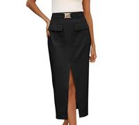 Damen Maxirock Boho Damen-Maxirock Mit Hoher Taille, Trendiger, Schmal, Business-Casual, Dekorative, Lange Röcke Mit Bleistiftrock Lederimitat Outlet Angebote