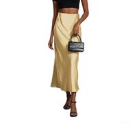 Damen Maxirock Hohe Taille A-Linie Elastisch Sommer(Light Yellow M) | Elastischer für bund, hohe Taille, A-Linie Schnitt, schlankmachend, für jede Figur geeignet