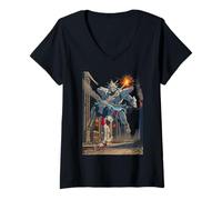Damen Mecha Giant Robot Kampfmaschine Superhero Champion Classic T-Shirt mit V-Ausschnitt