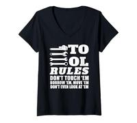 Damen Mechanic Funny - Tool Rules Don't Touch 'Em Borg 'Em T-Shirt mit V-Ausschnitt