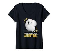 Damen Mehr als nur EIN Flauschiges Gesicht, das Haustiere lieben T-Shirt mit V-Ausschnitt