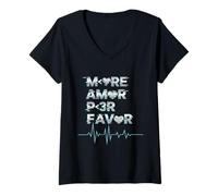 Damen Mehr Amor Por Favor Gaming Aesthetic Vaporwave Heartbeat T-Shirt mit V-Ausschnitt