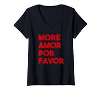 Damen Mehr Liebe Bitte - mehr Amor Por Favor, großer Fetter roter T-Shirt mit V-Ausschnitt