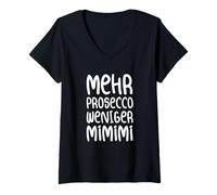 Damen Mehr Prosecco Weniger Mimimi T-Shirt T-Shirt mit V-Ausschnitt