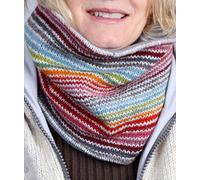Damen mehrfarbig Winter gestreift Joppe Strick Snood Innen Thermofutter