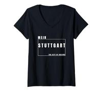 Damen Mein Stuttgart The City of Dreams Urban Heimat Design T-Shirt mit V-Ausschnitt