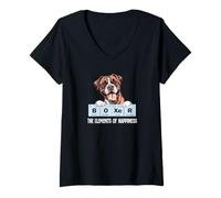 Damen Mens Womens Kids Elements of Happiness Design Boxer Lover T-Shirt mit V-Ausschnitt