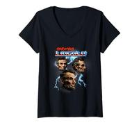 Damen Mens Womens Retro 80s Heavy Metal Rock Band Abraham Lincoln T-Shirt mit V-Ausschnitt