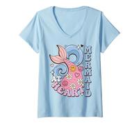 Damen Mermaid At Heart Ocean Lover Coastal Beach Vibes T-Shirt mit V-Ausschnitt
