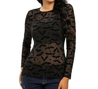 Damen Mesh Oberteil Sexy Netzoberteil Atmungsaktives Schwarze Durchsichtiges Shirt Rundhalsausschnitt Netz Mesh Top Durchsichtig Sheer Für Clubwear, Partys Und Alltagslooks Weiches L S XXXL XXXXL