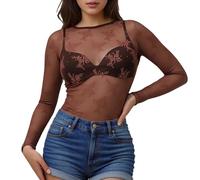 Damen Mesh Oberteil Sexy Netzoberteil Atmungsaktives Schwarze Durchsichtiges Shirt Rundhalsausschnitt Netz Mesh Top Durchsichtig Sheer Für Clubwear, Partys Und Alltagslooks Weiches L S XXXL XXXXL