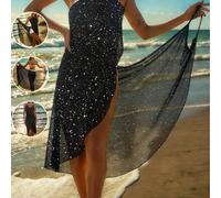 Damen Mesh-Pulver-Spritzer-Stoff Camisole Strand-Cover-Up, Sommer-Urlaubskleid Urlaub Schwarz