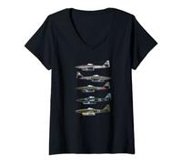 Damen Messerschmitt Me 262 Schwalbe WW2 Jet Fighter T-Shirt mit V-Ausschnitt