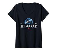 Damen Metropolis Daily Planet Globe-Logo als Hommage an Superman T-Shirt mit V-Ausschnitt