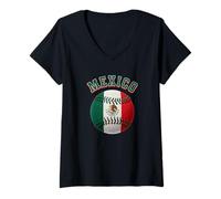 Damen MEX Mexikanische Flagge Béisbol Team Gear Mexiko Baseball Player MX T-Shirt mit V-Ausschnitt