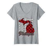 Damen Michigan Flanell, Michigan Gifts, Mitten State Sweater, Home T-Shirt mit V-Ausschnitt