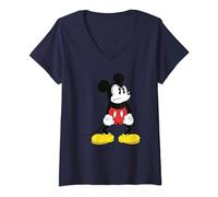 Damen Mickey Mouse Angry Mickey Sleeve T-Shirt mit V-Ausschnitt