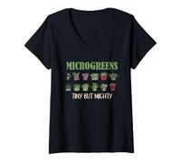 Damen Microgreens, kleine, Aber mächtige Sprossen, Hobbydesign für Gärtner T-Shirt mit V-Ausschnitt