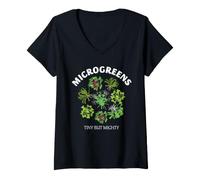 Damen Microgreens, kleine, Aber mächtige Sprossen, Hobbydesign für Gärtner T-Shirt mit V-Ausschnitt
