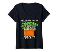 Damen Microgreens Sprouts Gardener Just Here Garden Humor Vibe T-Shirt mit V-Ausschnitt