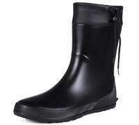 Damen Mid Calf Regenstiefel Kragen Muck Boots Ultra Leicht Tragbar Gartenschuhe, Schwarz - 24,9 cm Schaft, 38.5/39 EU
