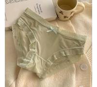 Damen Mid-Rise Lace Panties Ice Silk Polyester Slip Soft Stretch Pure Color Unterwäsche für den täglichen Gebrauch, Zuhause, Urlaub - M/L/XL/XXL (M Grün)