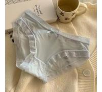 Damen Mid-Rise Lace Panties Ice Silk Polyester Slip Soft Stretch Pure Color Unterwäsche für den täglichen Gebrauch, Zuhause, Urlaub - M/L/XL/XXL (XXL Blau)