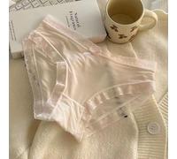 Damen Mid-Rise Lace Panties Ice Silk Polyester Slip Soft Stretch Pure Color Unterwäsche für den täglichen Gebrauch, Zuhause, Urlaub - M/L/XL/XXL (L Pink)