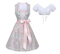 Damen Midi Dirndl Trachtenkleid Trachtenmode Dirndlkleider Trachtenrock Spitze Kleid Traditionelles Für Karneval Oktoberfest Party Kostüm Besondere Anlässe XL