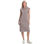 Midikleid STREET ONE, Damen, Gr. 38, EURO-Größen, rustic rouge, Web, 75% Baumwolle, 25% Polyester, gestreift, regular fit lang, V-Ausschnitt, abgesteppt, Kleider Midikleid, im Streifendesign (76288913