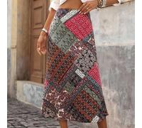 Damen Midi-Rock mit Fischschwanz, aus Chiffon mit Paisley und Blumen Muster, für Urlaubsanlässe